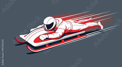 Adrenaline Fueled Skeleton Athlete Dominating the Icy Descent Speed