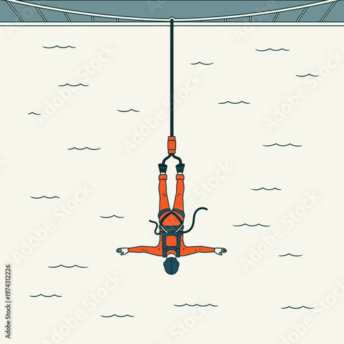 Adrenaline Junkie Freefalling with Bungee Cord Thrill Seeking Extreme Adventure