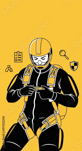 Adrenaline Junkie Preparing For An Extreme Skydiving Adventure