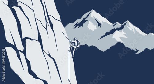 Adventurer Ascends Rugged Peaks Towards Summit Success