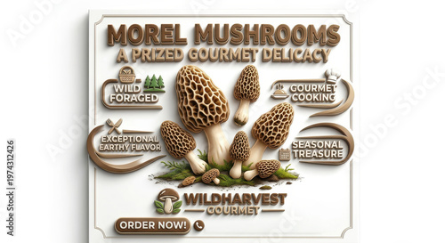 Morel mushrooms, a prized gourmet delicacy, promoting wildharvest