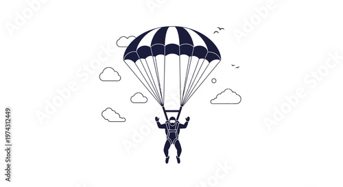 Adrenaline Rush Skydiver Descending Gracefully Through Cloudy Skies