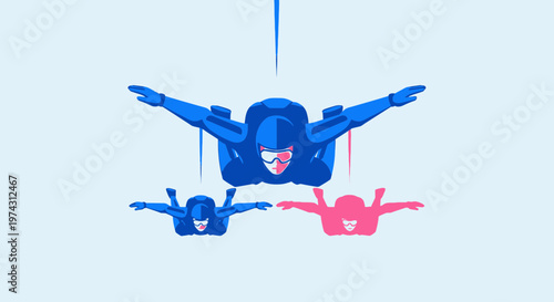 Adrenaline Rush Skydiving Adventure Fun Freedom Bold Illustration