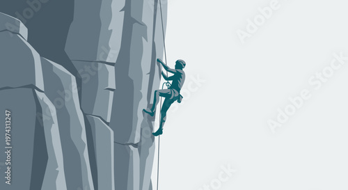 Agile Climber Ascending Rocky Vertical Ascent Solo Adventure