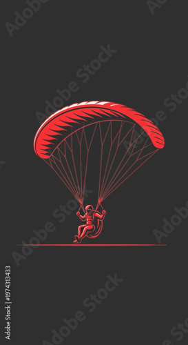 Adventurous Paragliding Pilot Soaring High In The Sky