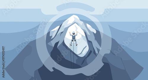 Alpine Ascendant Conqueror Reaching Peak Summit Victory