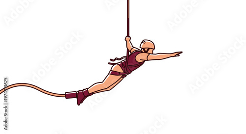 Adventurous Person Suspended Mid-Air During Thrilling Bungee Jump Activity