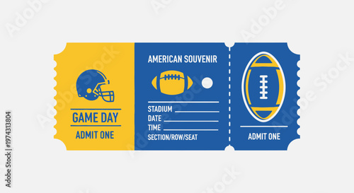 American Football Game Day Ticket Admit One Souvenir