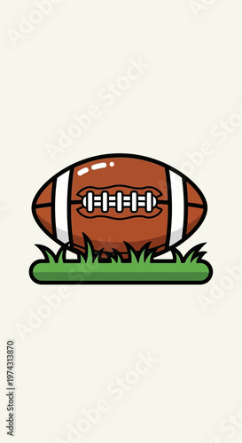 American Football Icon on Textured Green Grass Field