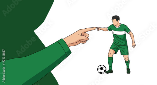 An Iconic Hand Gestures Towards A Determined Soccer Player