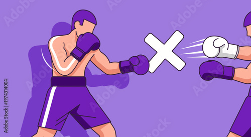 Animated Boxers Engage In A Friendly Competition With A Strike Through