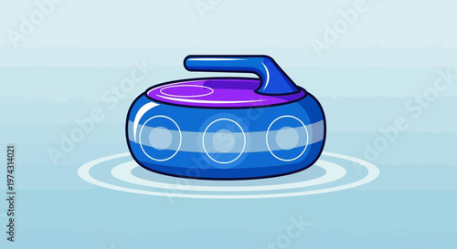 Animated Curling Stone Ready For Ice Sport Action And Competition On A Frosted Surface