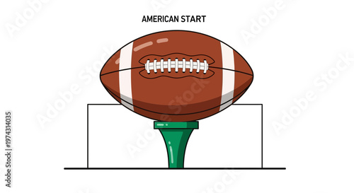 American Football On Tee Ready For Kickoff Graphic Illustration