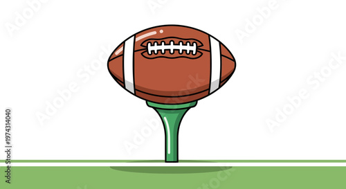 American Football On Golf Tee Sport Hybrid Concept Illustration