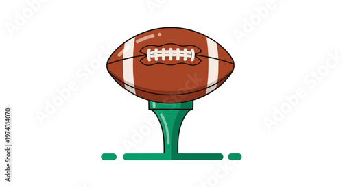 American Football Placed On A Green Tee For A Sporting Event