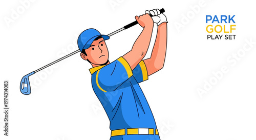 Animated Golfer In Mid Swing Ready For The Drive