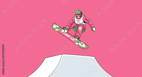 Animated Snowboarder Soars Above Ramp With Energetic Style