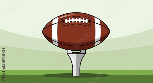 American Football Placed On A Tee For A Kickoff