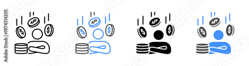 Profit and Passive Income with Falling Money Icon Vector Illustration Editable