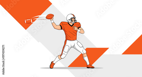 American Football Player In Action Throwing A Pigskin Dynamic Motion Graphic