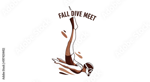 Artistic Fall Dive Meet Graphic Representation of Aquatic Acrobatics
