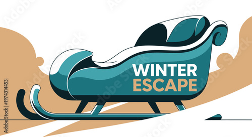 Artistic Sleigh Ride For A Winter Getaway Illustration