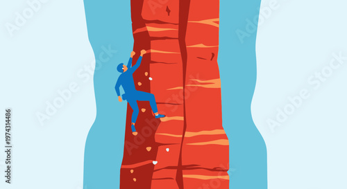 Ascending A Rugged Cliff Face In An Outdoor Adventure