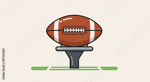 American Football Ready for Kickoff On A Tee