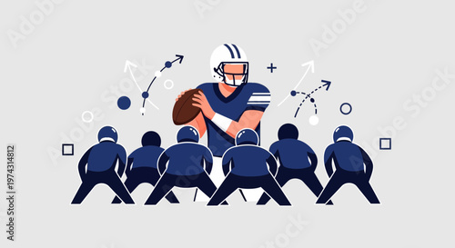 American Football Strategy Game Plan And Players Ready For Action