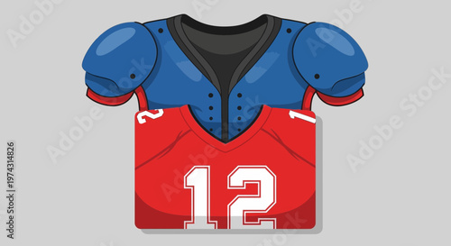 American Football Sports Gear Iconic Player Uniform Illustration