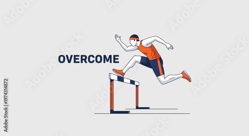 Athlete Leaps Over Hurdle Symbolizing Triumph and Goal Achievement