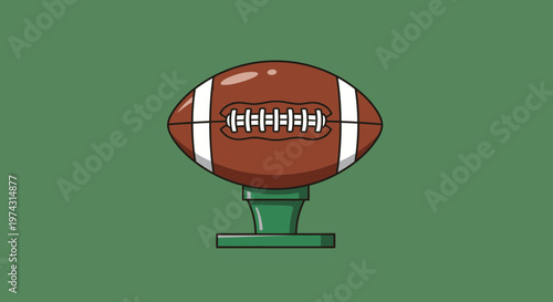 American Football Trophy Displayed On Green Background