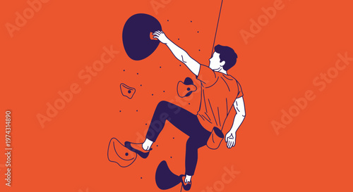 Ascending The Bold Orange Wall Of Climbing Endeavor