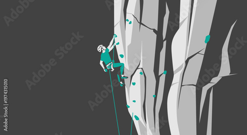 Ascending Vertical Peak Bold Adventure Climber Summit Ascent