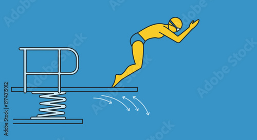 Athlete Prepares For Dive From Springboard In Graphic Style