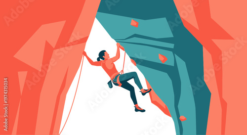 Ascent Journey Woman Reaching New Heights Outdoor Adventure