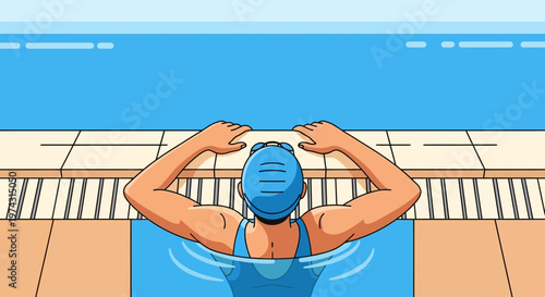 Athlete Prepared For Swimming Competition Lap Dive