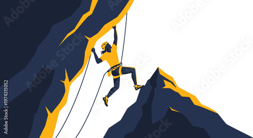 Ascent Into The Summit A Dynamic Mountain Climbing Illustration Adventure