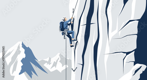 Ascent To Summit Mountain Climber Extreme Adventure Journey