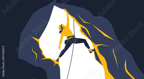 Ascent To The Summit A Bold Climber Conquers The Rock Face