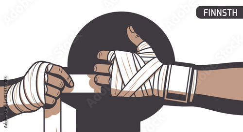 Athlete Preparing For Competition With Hand Wraps For Protection