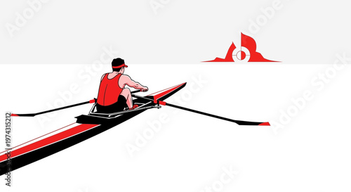 Athlete Rowing Swiftly Towards Competition Goal