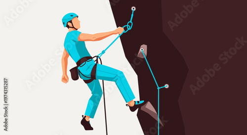 Athlete Ascending Indoor Climbing Wall Dynamic Motion Capture