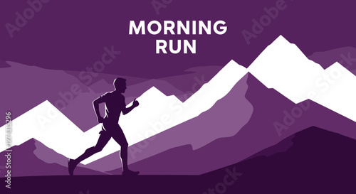 Athlete Ascending Peaks During Sunrise Marathon Adventure