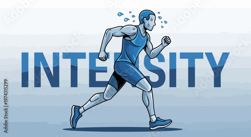 Athlete Running With High Intensity Sweating Heavily During Workout