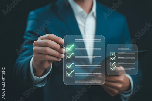 Close-Up of Hand Using Futuristic Financial Dashboard with Hologram Interface