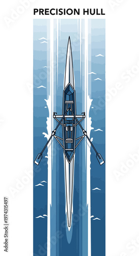 Athlete's Precision Hull Rowing Through Dynamic Waters