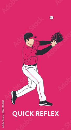 Athletic Baseball Player Catching Ball Mid-Air Dynamic Action Shot