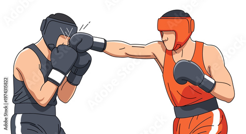 Athletic Boxing Match Intense Combat Action Punching