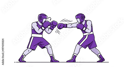 Athletic Boxers Engage In Intense Training Match With Sharp Punches